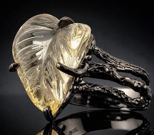 Citrin edelstein silber - ring, /