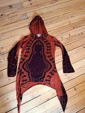 Zipfel Langarm Shirt Goa Ethno Print,Guru Shop L 42 Kapuze Mandala orange