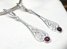 💝Ohrhänger 925 Silber Klappbrisur Granat Cabochon "keltischer Knoten" NEU💝