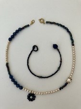 Damenschmuck Kette mit Anhänger Handarbeit Lange 42cm aus Perlen Set Versand mgl