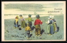Künstler-AK Karl Feiertag: Holländische Kinder in Holzschuhen, Im Hintergrund W 