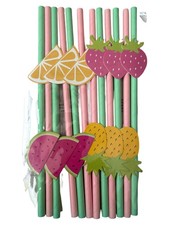 Depot Strohhalme 100 Stück Papier Mehrfarbig Früchte Party Trinkhalme 20cm
