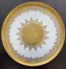 D W Karlsbader Porzellan Manufaktur Platte Teller Golddekor Liebespaar Ø 30 cm