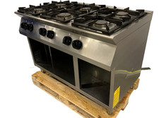 Bartscher Gasherd Edelstahl 6 Flammen Brenner Gussrost mit Abstellboden 1582101