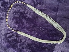 Damen Hals Kette Collier Modekette mittellang Perlchen elfenbeinfarben