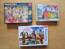 3 x  Puzzle - 1000 Teile  (Wasgij 5 Sunday Lunch, Stockholm, Funny New York)