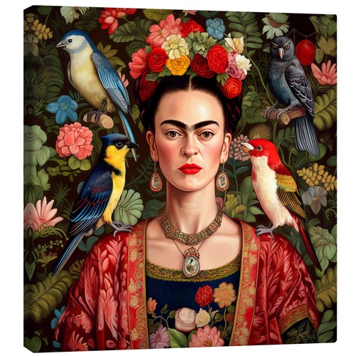 Leinwandbild frida kahlo mit - leinwandbild,