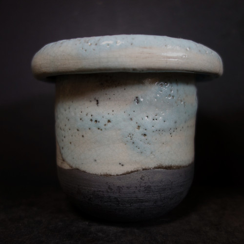 Raku vasenobjekt mit türkiser - vasenobjekt,