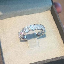 2 Kt Diamant Memoire Ring Hochzeit Band Ehering Verlobungsring Weißgold-Finish