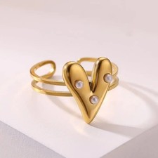 Damen Herz Perlen Ring