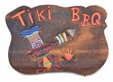 Holz schild tiki bbq - tiki,