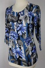 Damen Pullover Oberteil Pulli Blumenmuster Glitzer Viskose OVANTI Gr.40