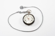 N92X13- Niello Silber 800 Taschenuhr mit Uhrenkette
