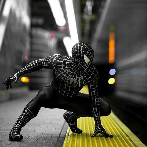 Schwarz spiderman kostüm - schwarz,