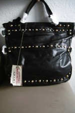 Trage-Tasche vintage CNTM schwarz viele Nieten softiges Nappaleder  Doppelträger