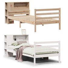 Massivholzbett mit Regal Holzbett Einzelbett Bettgestell 90x200 100x200cm Bett