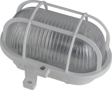 Ovalleuchte E27 Lampe mit Strukturglas Kunststoff-Schutzkorb max. 60W IP44