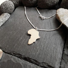 AFRIKA Landkarte Anhänger mit 45 cm Panzerkette in 925er Silber - AFRICA - NEU