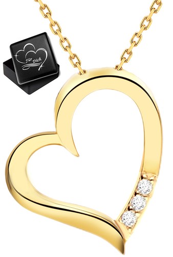 Herz kette 925 silber - silber, gold