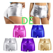 DE~Damen Metallic Hot Pants Gymnastik Yoga Tanz Fitness Shorts Sporthose Hosen