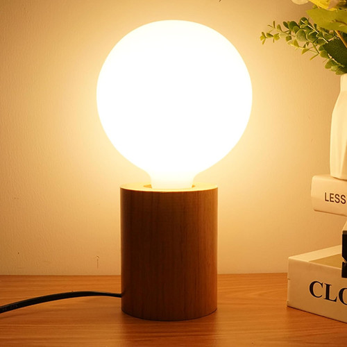 Nachttischlampe holz e27 led - holz,