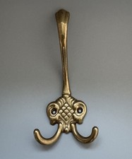 Huthaken Garderobenhaken Doppel Kleiderhaken Mantelhaken Messing poliert