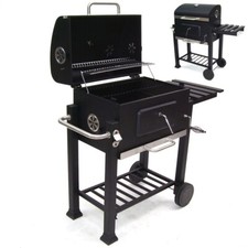 XXL Holzkohlegrill Smoker BBQ Grillwagen Grill Räucherofen Schwarz 56511