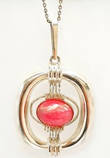 Anhänger mit Rhodochrosit Morganit Silber 835 um 1930