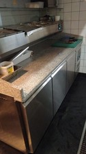 „Gastronomie Kühltheke Edelstahl mit Granit Arbeitsplatte 2,50 m