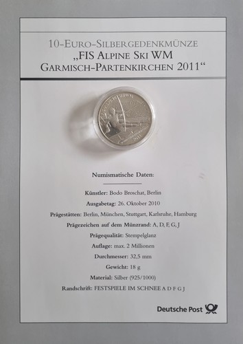 Euro silbermünze fis - 10,