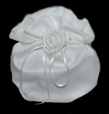 Beutel Satin Täschchen ivory Röschen zum Brautkleid Ballkleid Kommunionkleid neu
