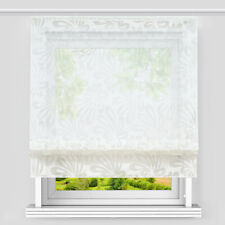 Raffrollo mit Klettband Raffgardine Küchengardine Voile Vorhang ohne Bohren Weiß