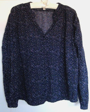 edc by Esprit Bluse, Gr. XL, dunkelblau, mehrfarbige Tupfen, lange Ärmel , nw