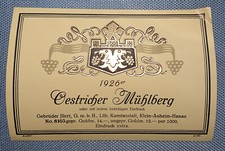 altes Weinetikett Flaschenetikett Etikett Label 1926 Oestricher Mühlberg Illert