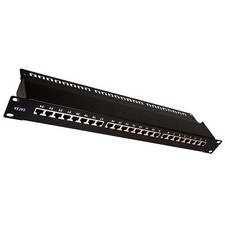 19" Patchpanel 24Port CAT6a Patchfeld gechirmt RJ45 Verteilerfeld schwarz 19Zoll