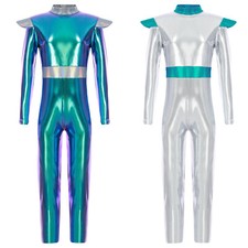 DE Kinder Mädchen Overall Zentai Gymnastik Strampler Pretend Trikot Galaxy Body