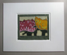 Klaus Fußmann , 1938 VELBERT " CHRYSANTHEMEN " FARBLINOLSCHNITT  1990 signiert .