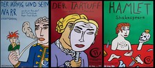 Theaterplakate von Moritz Götze Potsdam 2000-2001 Triptychon 3 x Plakat 84x59 cm