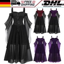 Damen Punk-Gothic Hexe Karneval Cosplay Kostüm Hexe Vampir Party Kleid Halloween