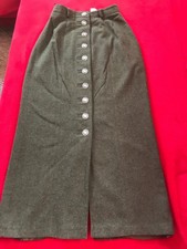 Country line  Rock Damen Damenrock Gr. XS 34 Schurwolle grün Knöpfe Lang schmal