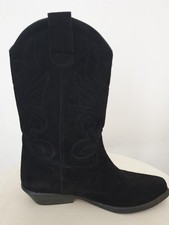 DAMEN Western Cowboy Stiefel Damen Echtleder Gr. 38 O 37E Schwarz