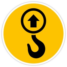 25x Aufkleber „Anschlagpunkt Hebepunkt“ Kran Sticker auf Bogen Gelb | 2 Größen