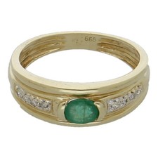 Smaragd Diamant Ring 585/ 14 K Gold Schmuck Damen Geschenk Gr. 54 R04.3525
