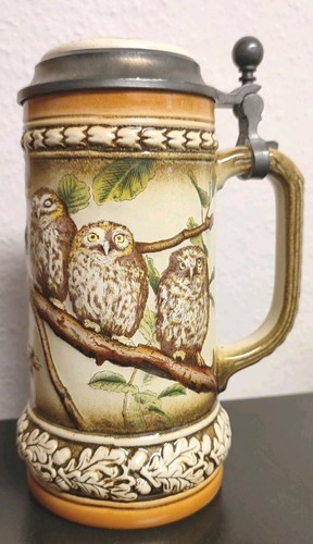 Bierkrug mit zinndeckel und - bierkrug,