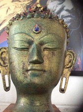 Buddhakopf aus Messing/Kupfer