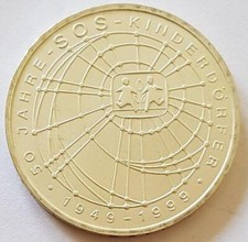 10 Mark BRD, 50 Jahre SOS - Kinderdörfer, 1999 J, J472, ---SILBER---