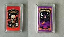 Halloween Medaille Deko Dekoration Totenkopf Hexe Geister Gespenster Kürbis Mond