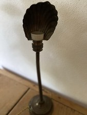 Jugendstil Messing Schwanenhals Tischlampe in Muschelform, 1920er Lampe Art Deco