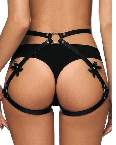 Sexy leder strumpfband - sexy, harness