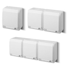 Aufputz Schuko Steckdose zweifach, dreifach IP44 Farbe weiß AP  